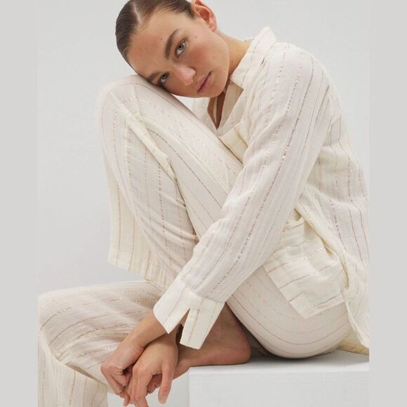 Soma Cotton Gauze Pajama SetChampagne StripeMedium/Large